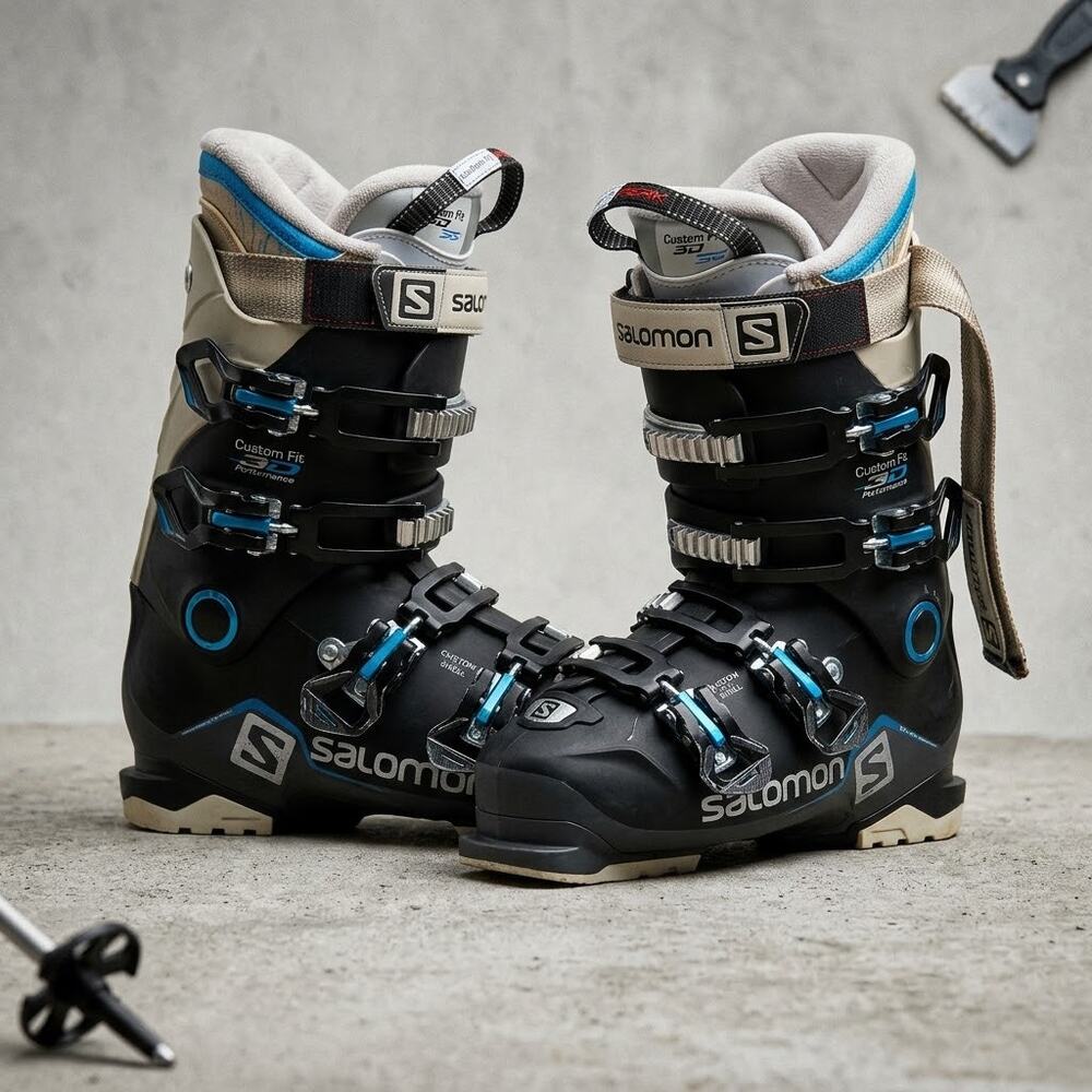 Salomon X Pro 90 W Womens Ski Boots Black Blue Mondo 23.5 Skicore Apres Ski
